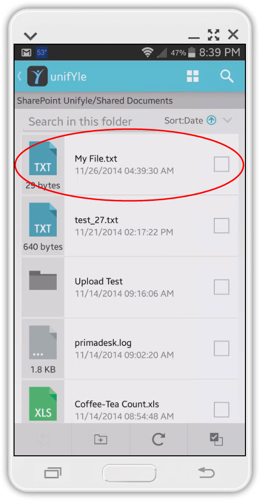 Unifyle-Mobile-App-File-Saved